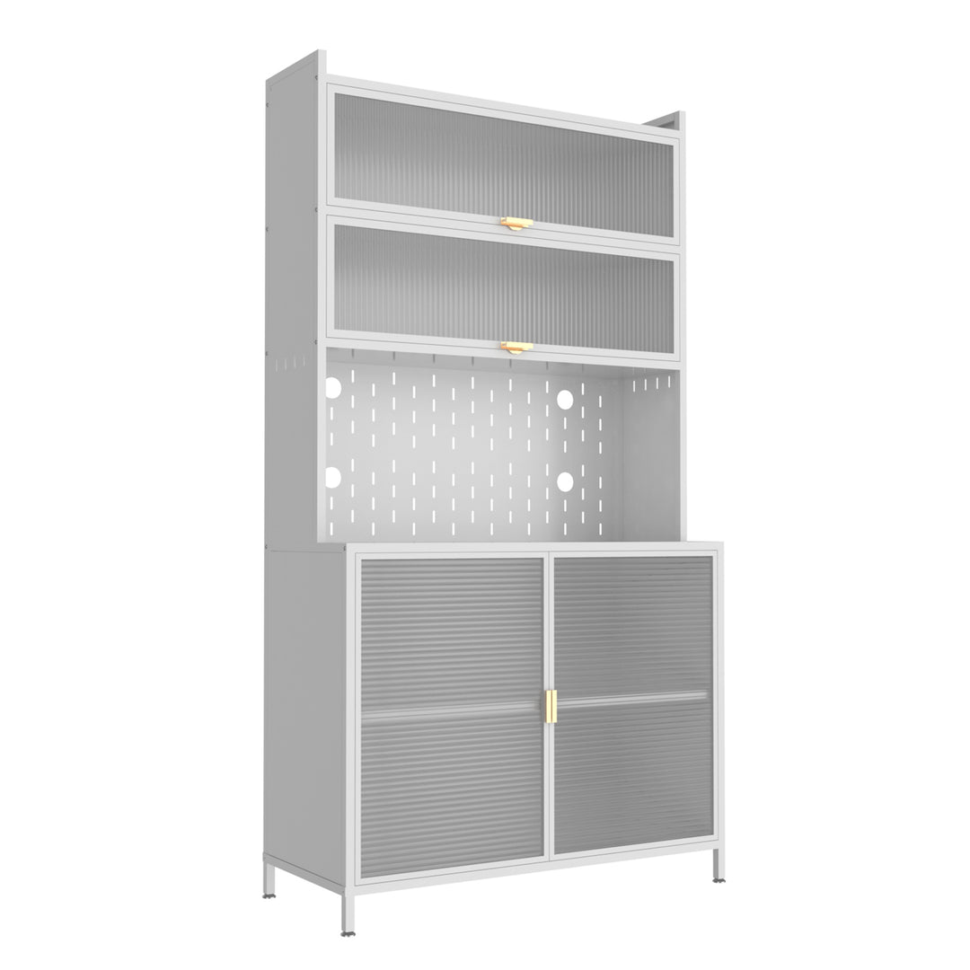 Spacious 6-Tier Steel Storage Cabinet with Flip Doors – 73" Adjustable Pantry Organizer