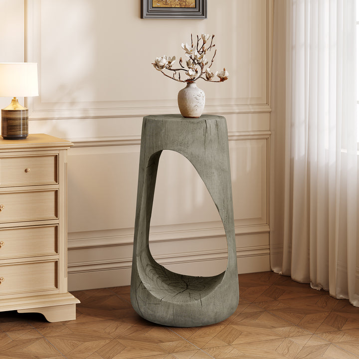Hollow Concrete Outdoor Side Table – Grey