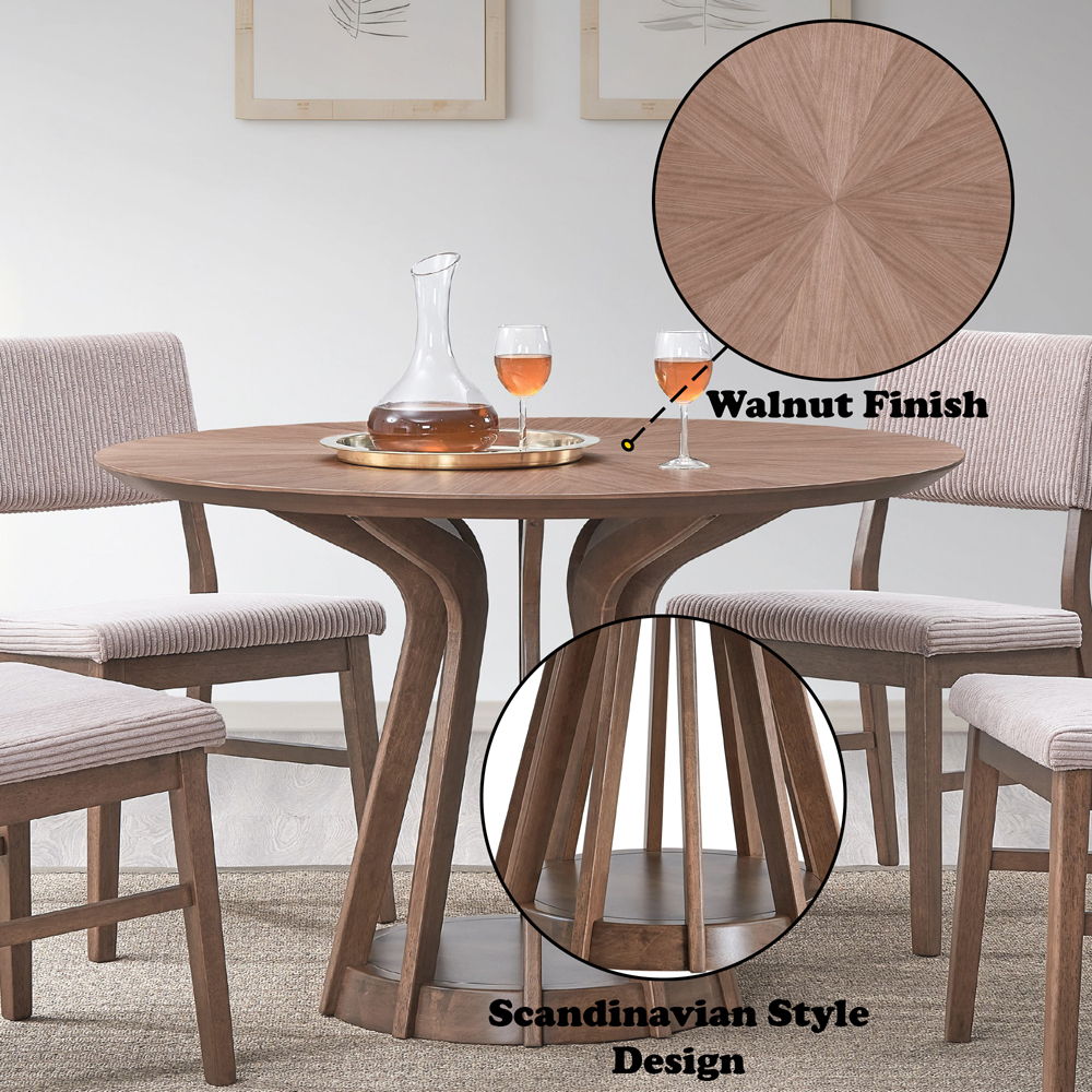 Seda - Round Dining Table - Walnut
