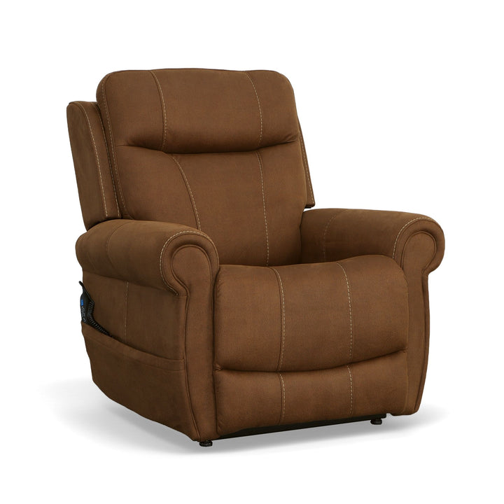 Stewart Power Lift Recliner With Power Headrest &amp; Lumbar Amber Brown