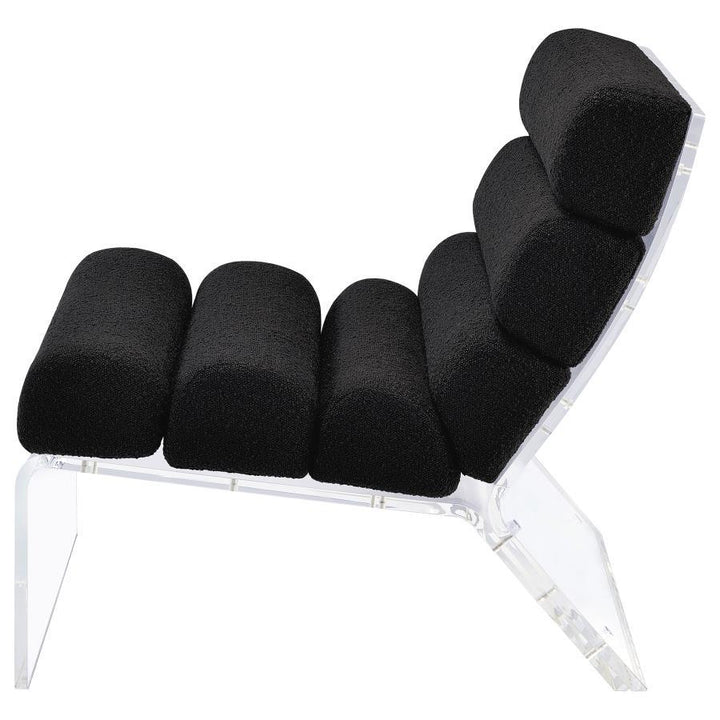 Serreta - Boucle Upholstered Armless Acrylic Chair - Black