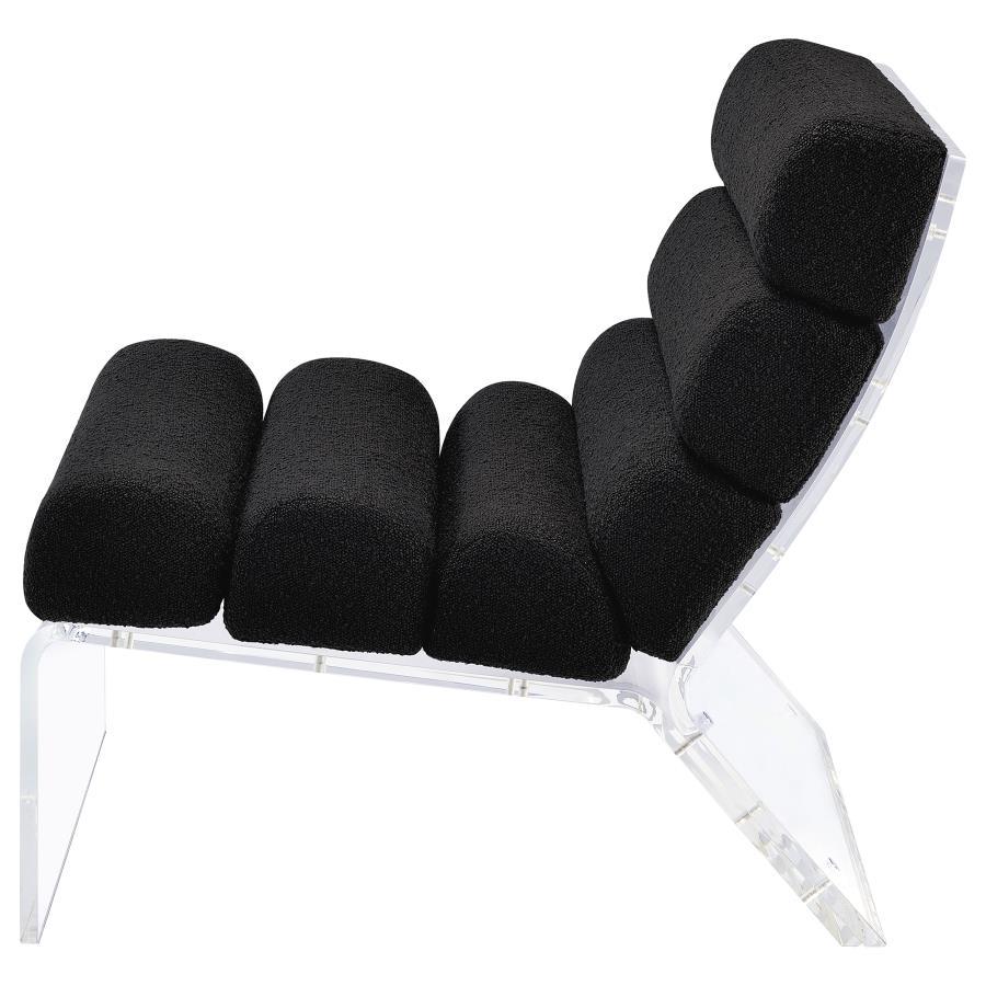 Serreta - Boucle Upholstered Armless Acrylic Chair - Black