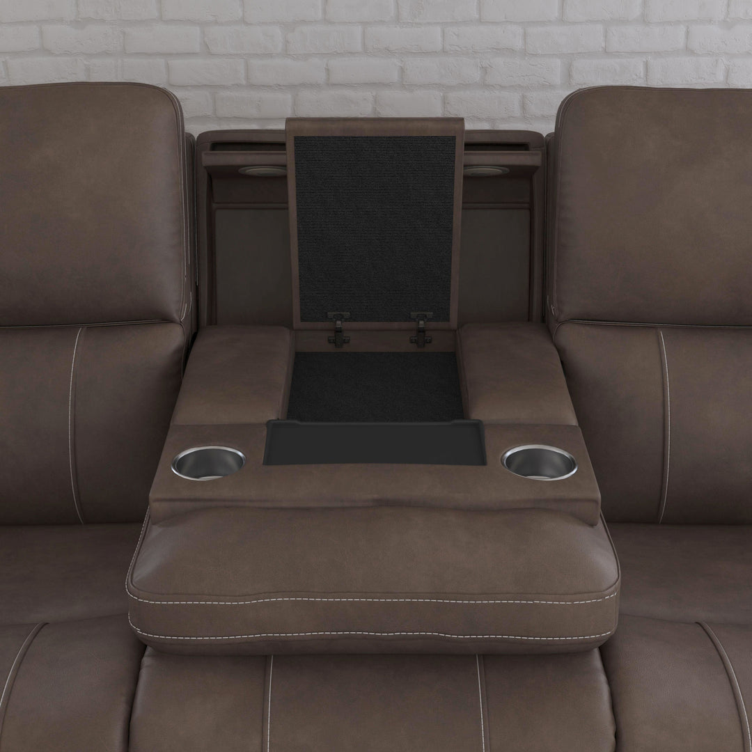 Flexsteel 1587-63PH-88672 Carter  Power Reclining Sofa With Console & Power Headrests & Lumbar  Cappuccino