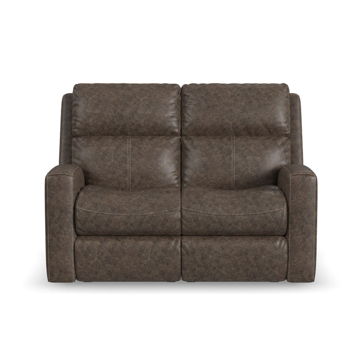 Score Leather Power Reclining Loveseat with Power Headrests &amp; Lumbar