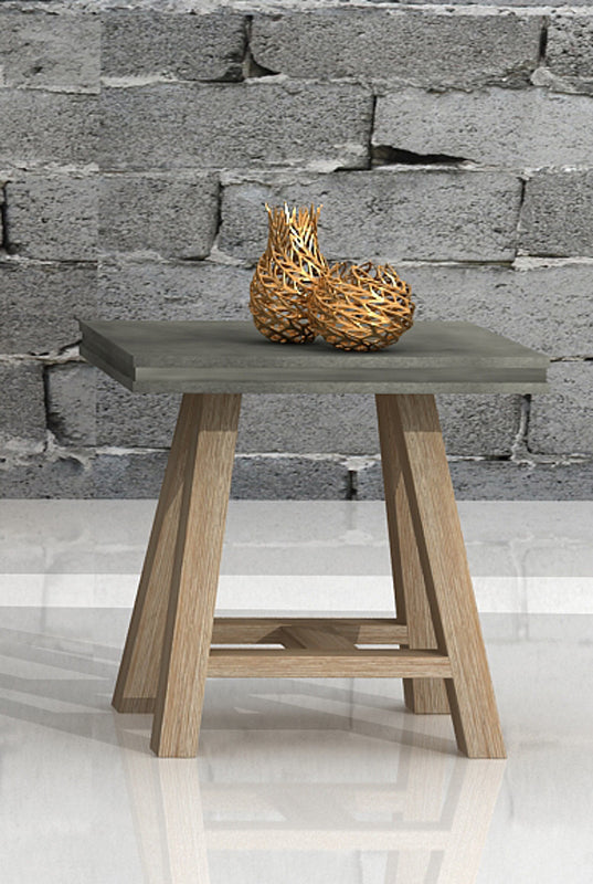 Civic Modern Concrete &amp; Acacia End Table
