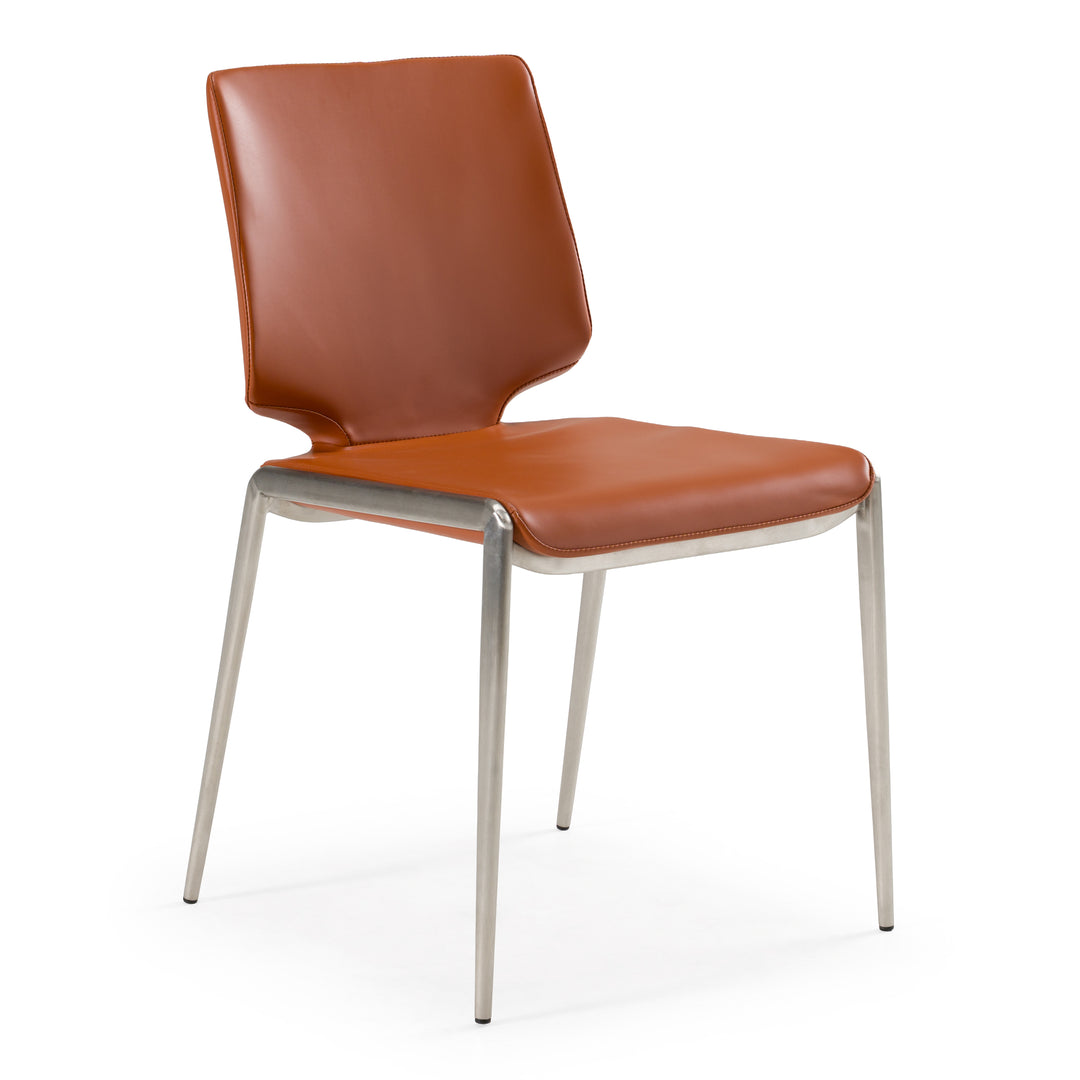 Eileen - Modern Cognac Eco-Leather Dining Chair 