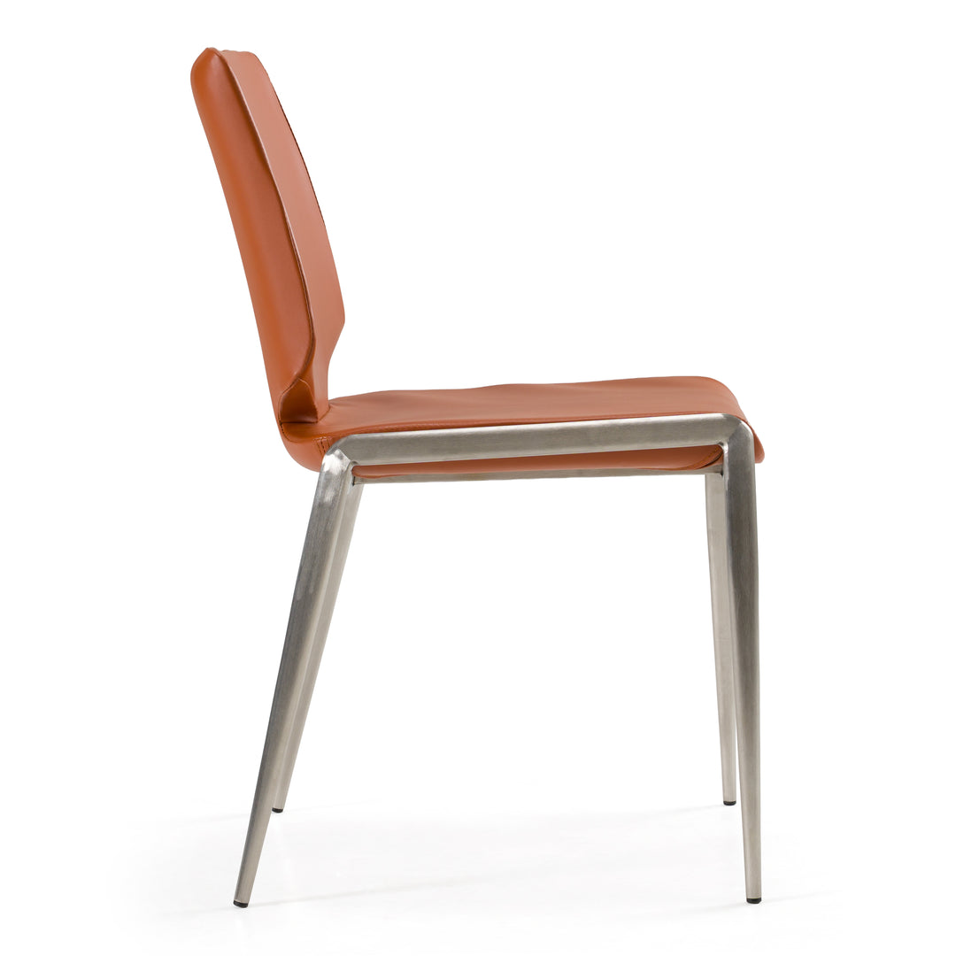 Eileen - Modern Cognac Eco-Leather Dining Chair (Set of 2)
