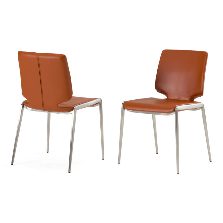 Eileen - Modern Cognac Eco-Leather Dining Chair (Set of 2)