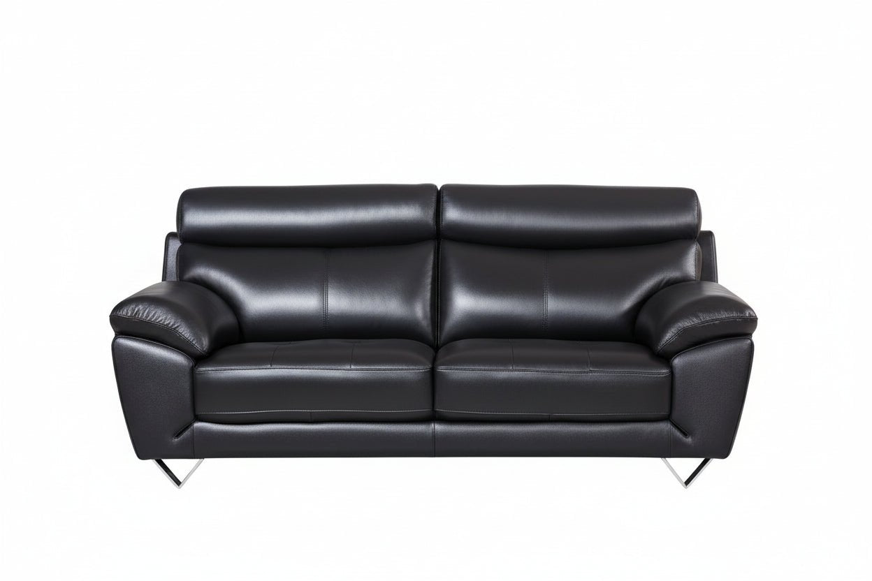 EK078 Black Italian Full Leather Sofa Leather Sofa modern furniture Contempo Furniture