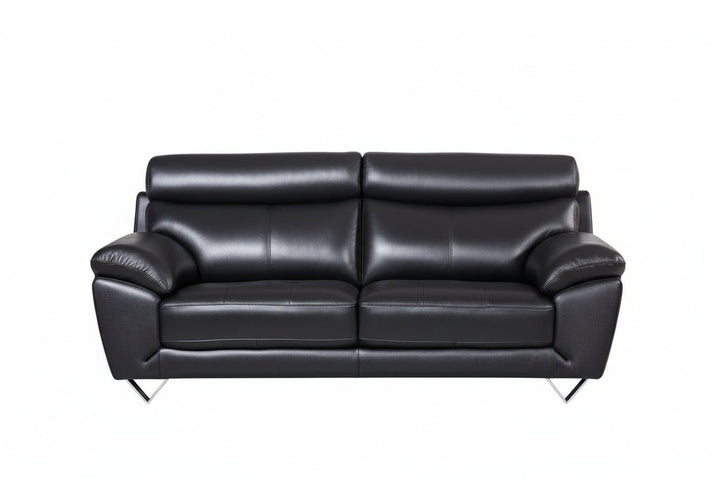 EK078 Black Italian Full Leather Sofa Leather Sofa modern furniture Contempo Furniture