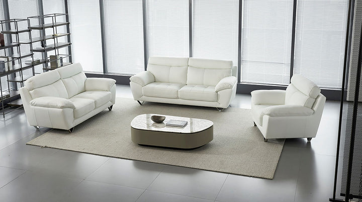 EK078 White Italian Full Leather Sofa