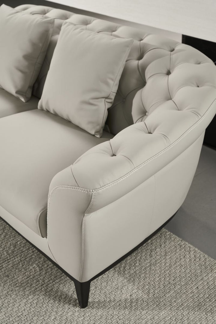 EK093 Light Gray Italian Leather Sofa Leather Sofa modern furniture Contempo Furniture