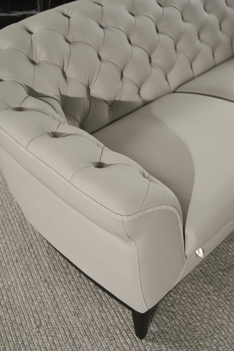 EK093 Light Gray Italian Leather Sofa Leather Sofa modern furniture Contempo Furniture