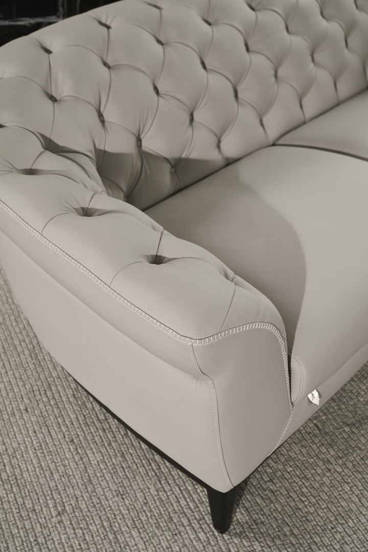 EK093 Light Gray Italian Leather Sofa Leather Sofa modern furniture Contempo Furniture