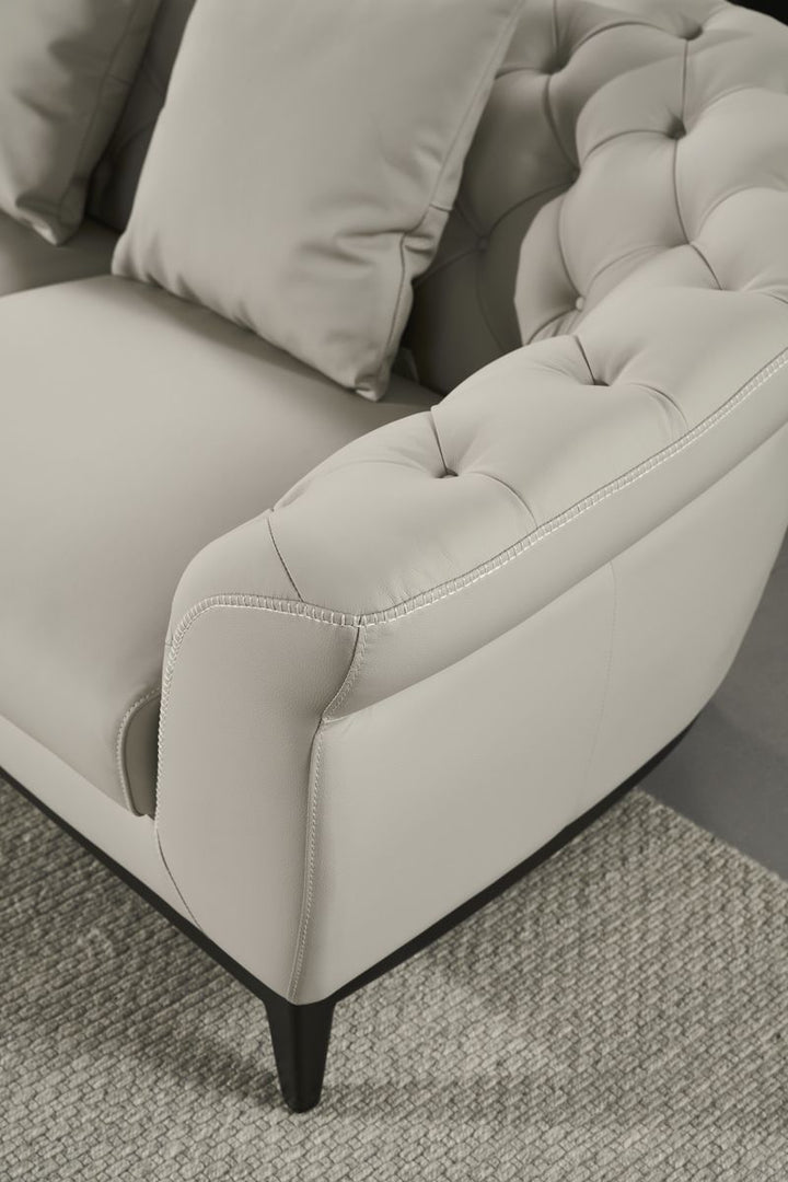 EK093 Light Gray Italian Leather Sofa Leather Sofa modern furniture Contempo Furniture