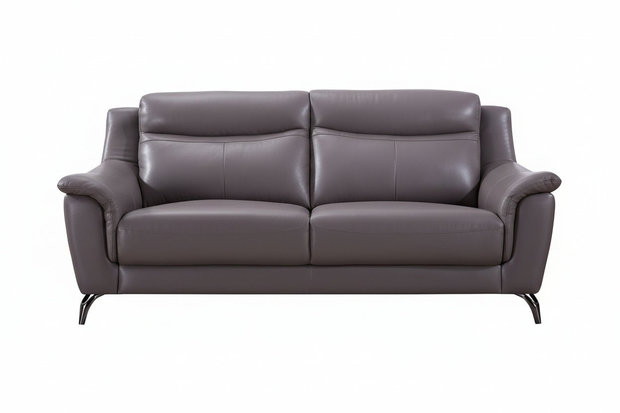 EK150 Dark Tan Genuine Leather Sofa Leather Sofa modern furniture Contempo Furniture