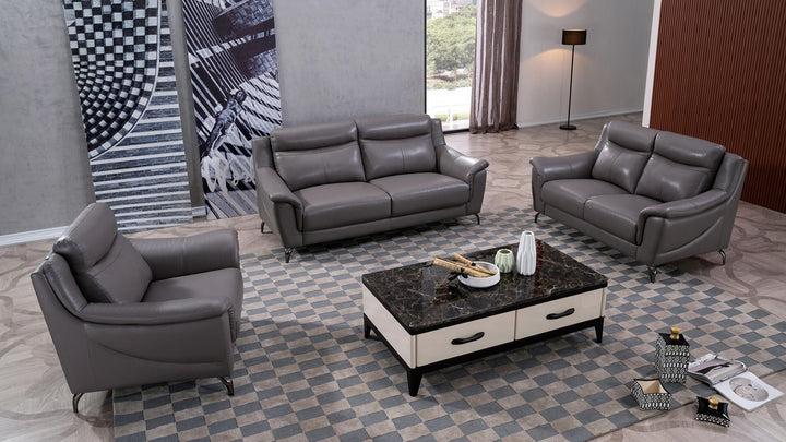 American Eagle Furniture - EK150 Minimalist Dark Tan Genuine Leather Sofa