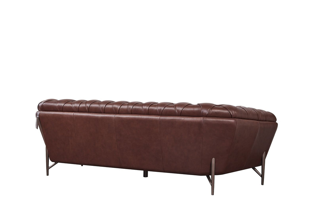 EK8009 Brown Italian Full Leather Sofa Leather Sofa modern furniture Contempo Furniture