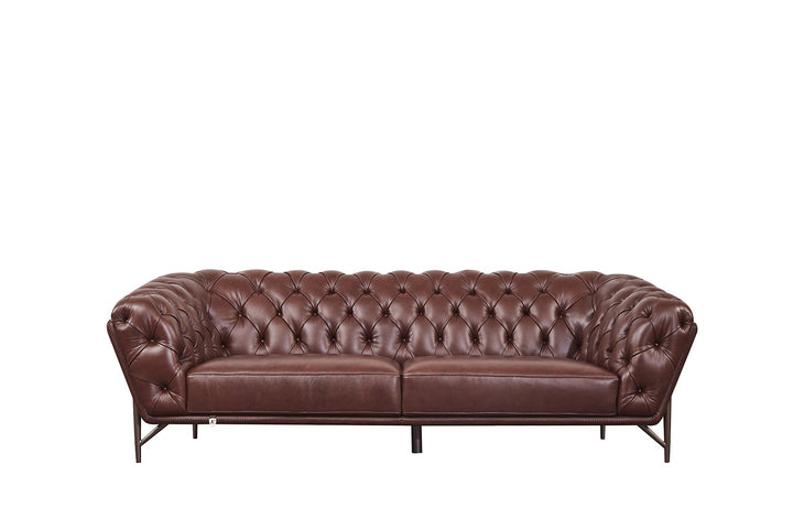 EK8009 Brown Italian Full Leather Sofa Leather Sofa modern furniture Contempo Furniture