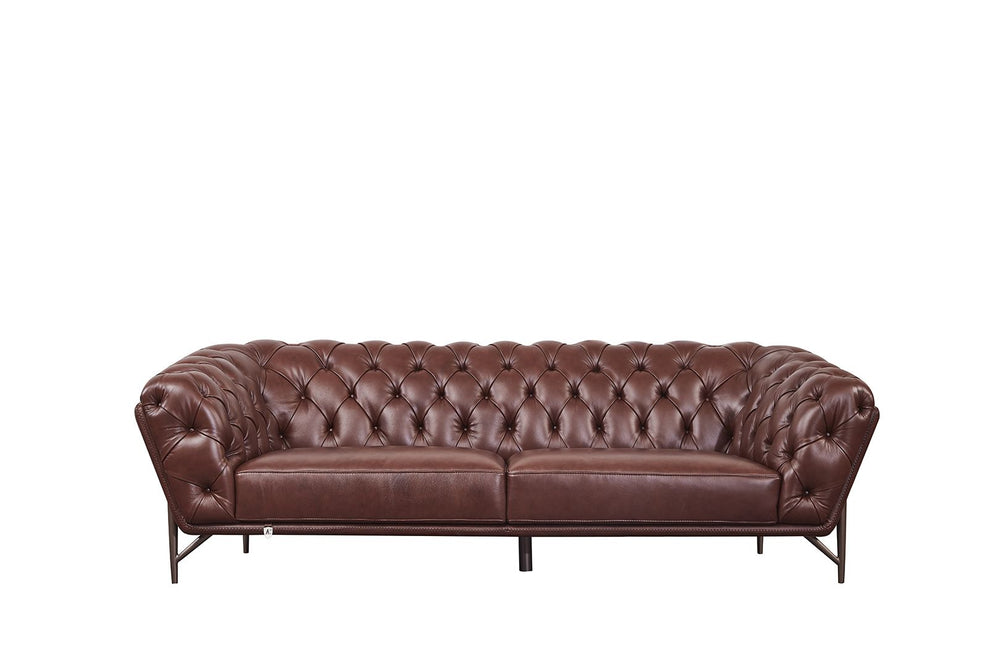 EK8009 Brown Italian Full Leather Sofa Leather Sofa modern furniture Contempo Furniture