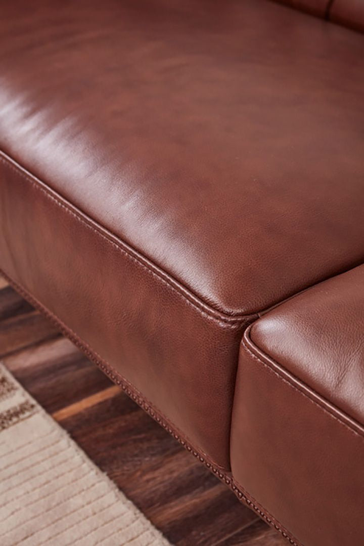 EK8009 Brown Italian Full Leather Sofa Leather Sofa modern furniture Contempo Furniture