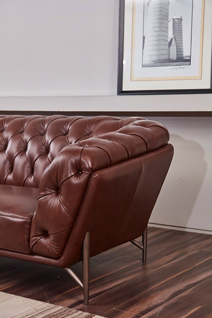EK8009 Brown Italian Full Leather Sofa Leather Sofa modern furniture Contempo Furniture