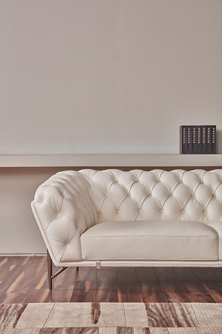 EK8009 White Italian Full Leather Sofa