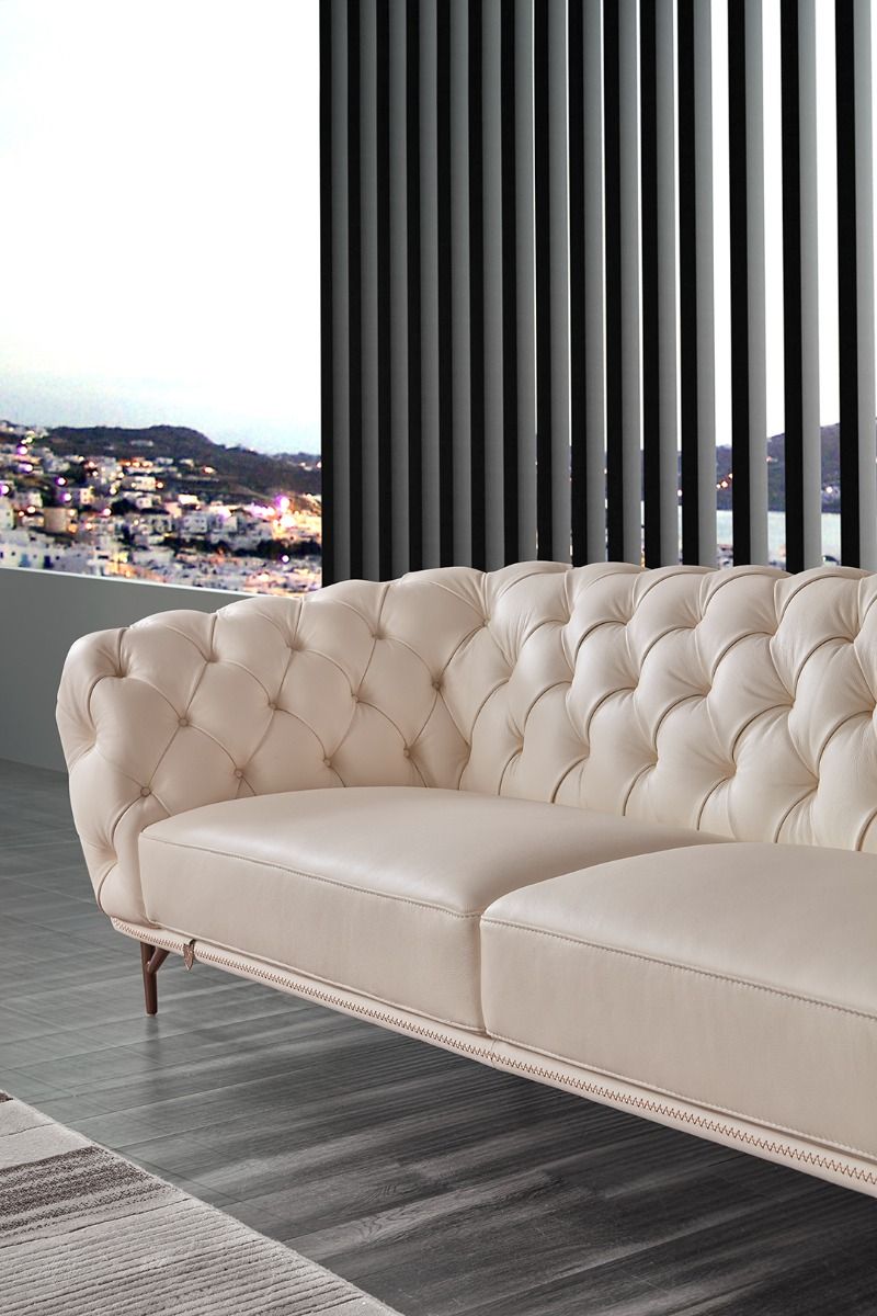 EK8009 White Italian Full Leather Sofa