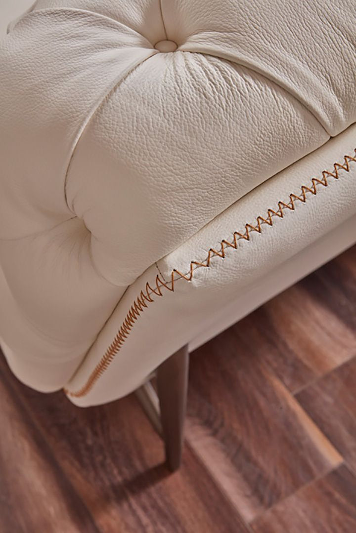 EK8009 White Italian Full Leather Sofa