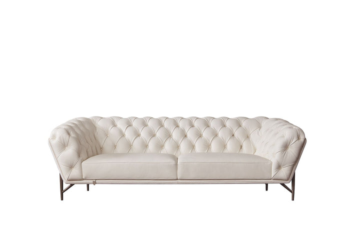 EK8009 White Italian Full Leather Sofa Leather Sofa modern furniture Contempo Furniture