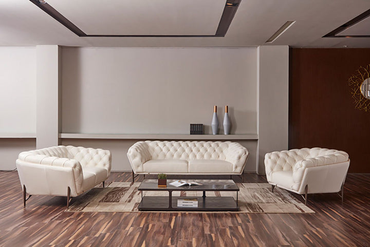 American Eagle Furniture - EK8009 Contemporary White Italian Full Leather Sofa | Contempo Furniture San Jose
