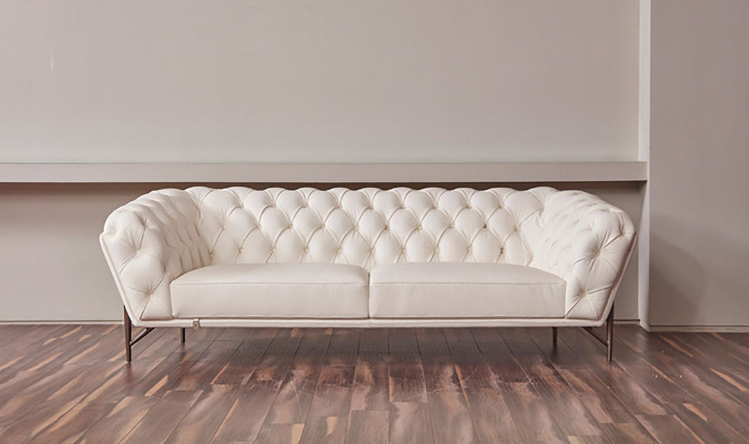 EK8009 White Italian Full Leather Sofa Leather Sofa modern furniture Contempo Furniture