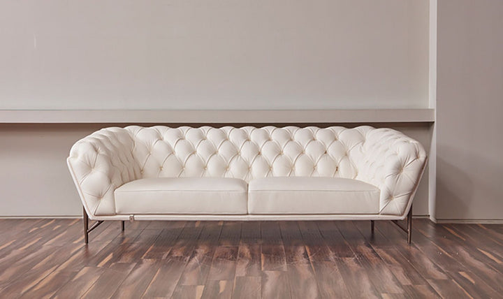 EK8009 White Italian Full Leather Sofa Leather Sofa modern furniture Contempo Furniture