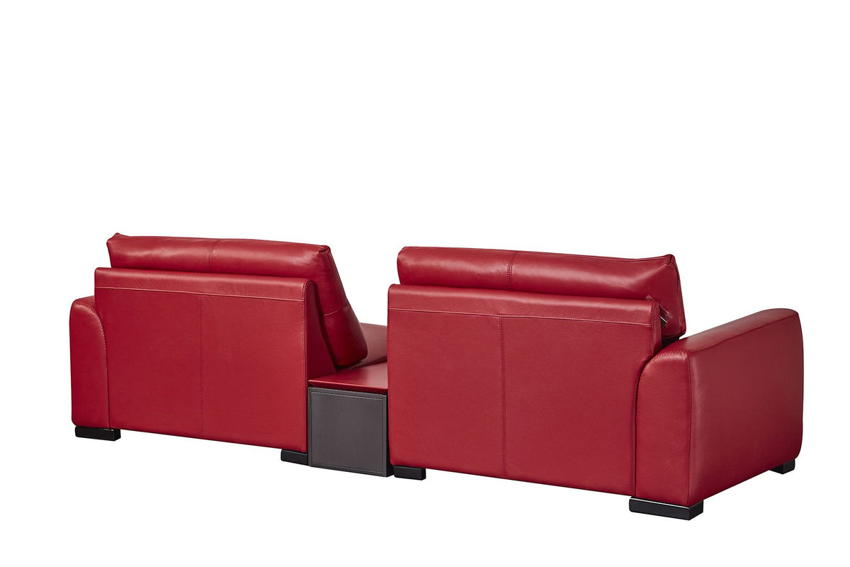 EK8012 Red Full Italian Leather Sofa Leather Sofa modern furniture Contempo Furniture