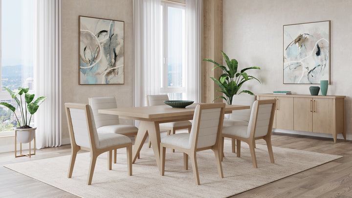 Sumire Solid Wood Dining Chair in Ginger and Natural Linen