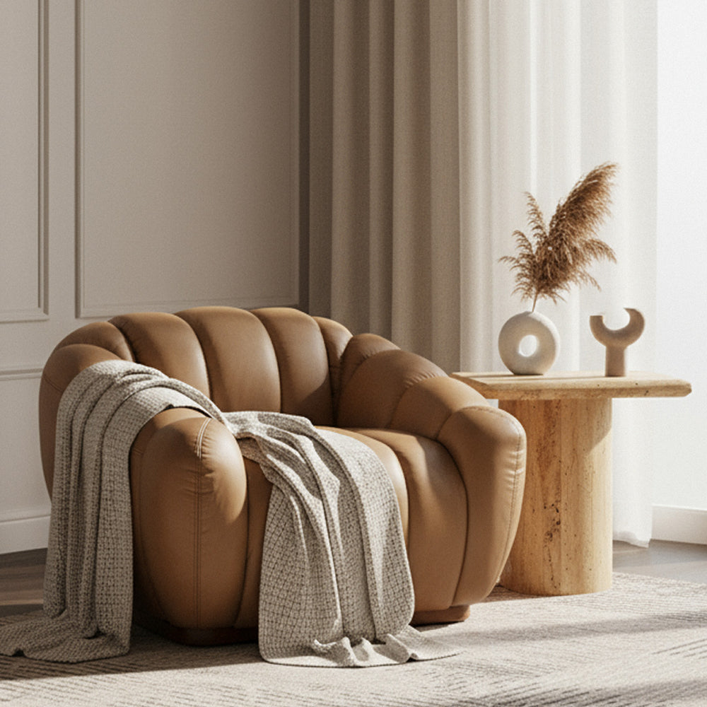 Ekwok - Modern Tan Leather Chair - View 6