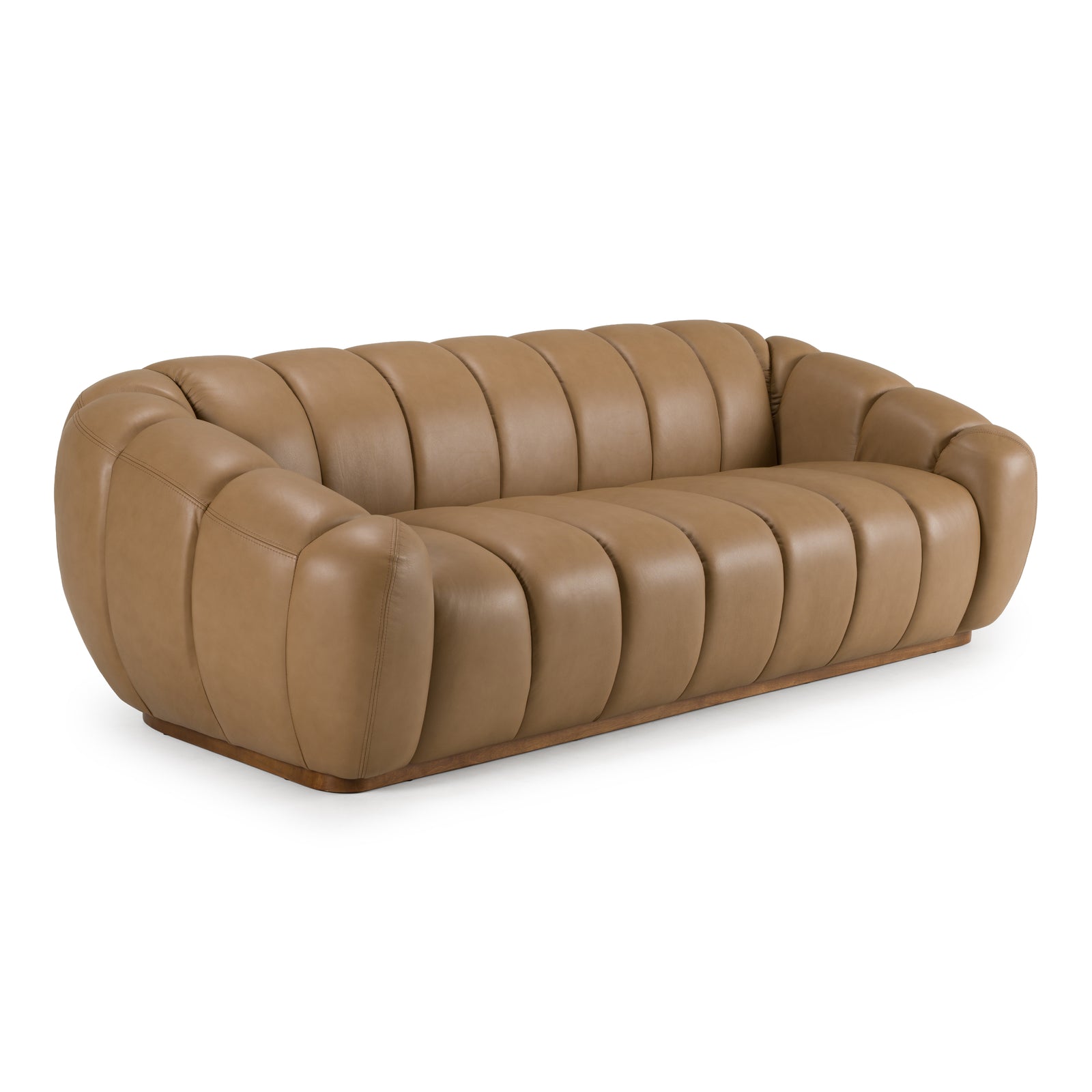 Ekwok - Modern Tan Leather Sofa