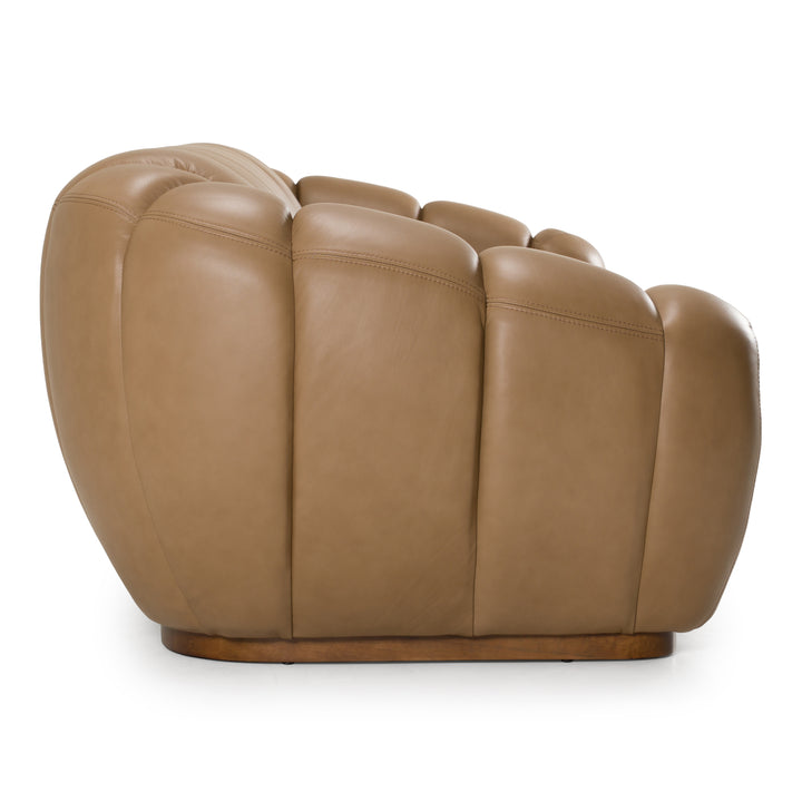 Ekwok  Modern Tan Leather Sofa