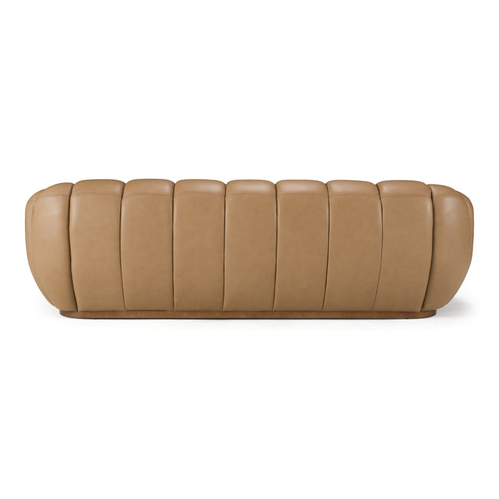 Ekwok  Modern Tan Leather Sofa