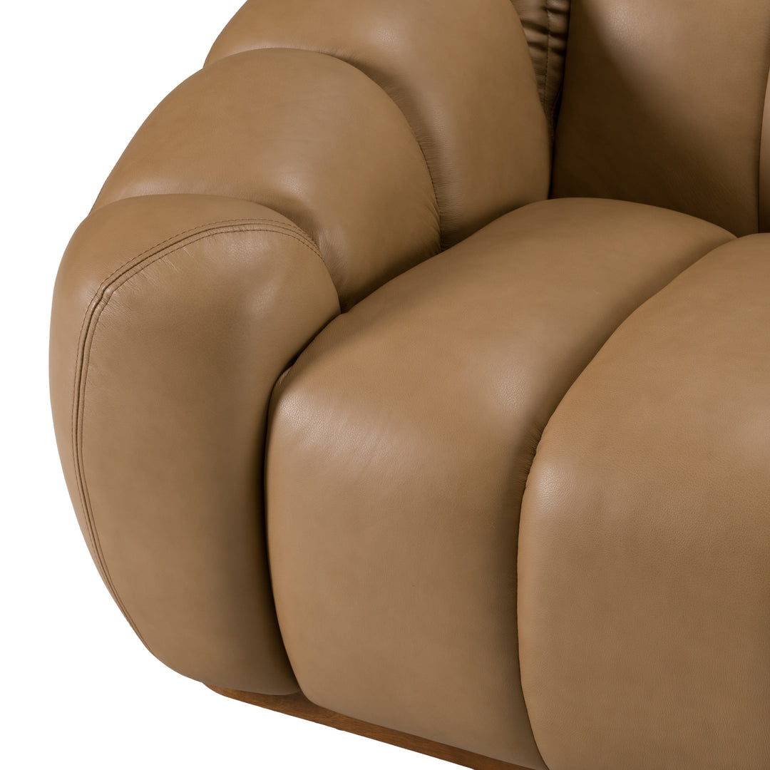 Ekwok  Modern Tan Leather Sofa