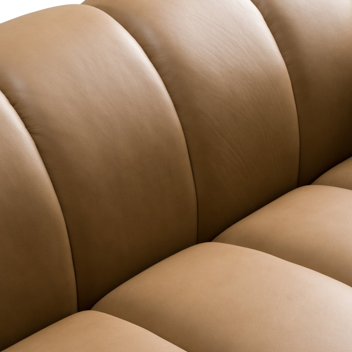 Ekwok  Modern Tan Leather Sofa