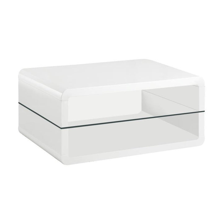 Elana - 1 - Shelf Rectangular Coffee Table - White High Gloss Coffee Table modern furniture Contempo Furniture