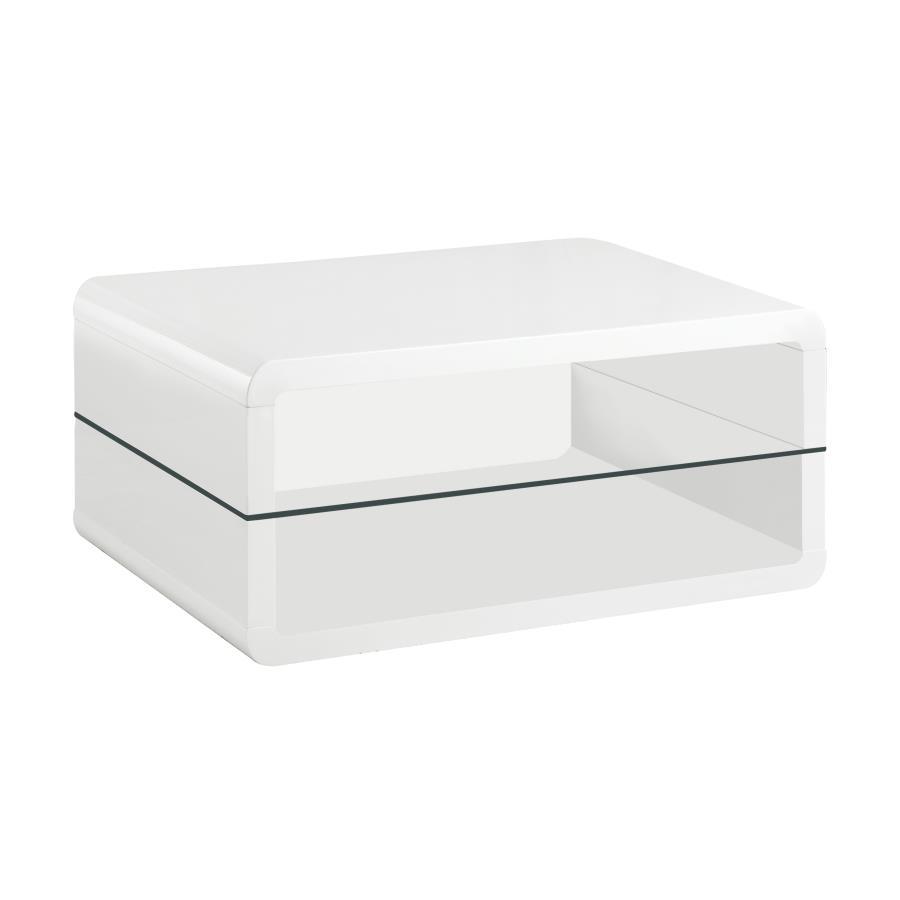 Elana - 1 - Shelf Rectangular Coffee Table - White High Gloss Coffee Table modern furniture Contempo Furniture