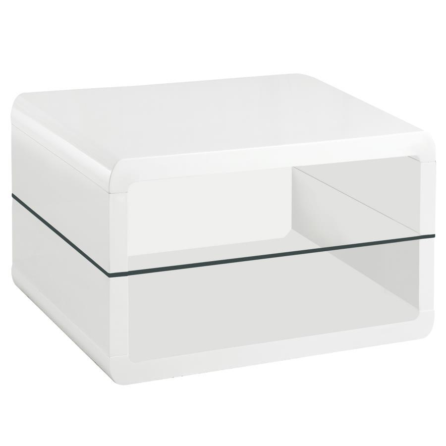 Elana - 1 - Shelf Rectangular Side End Table - White High Gloss End Table modern furniture Contempo Furniture
