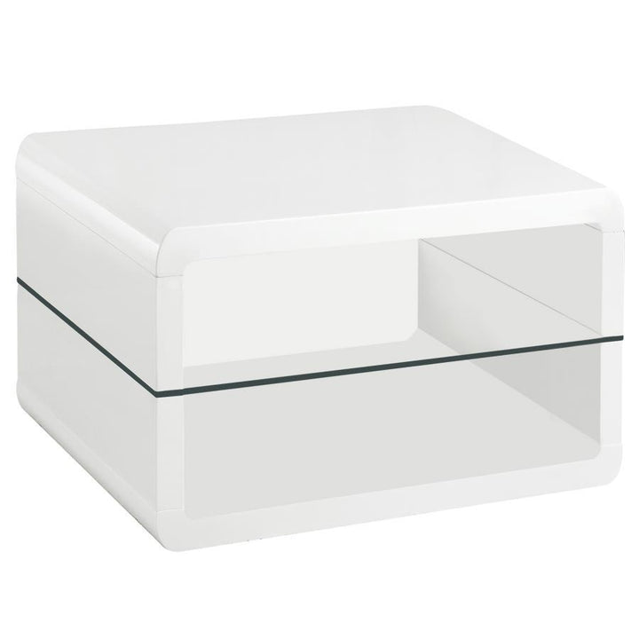 Elana - 1 - Shelf Rectangular Side End Table - White High Gloss End Table modern furniture Contempo Furniture