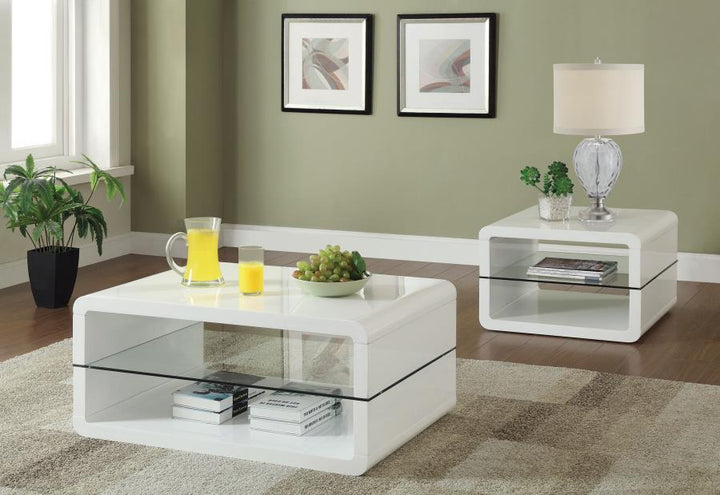 Elana - 2 Piece Coffee And End Table Set - White High Gloss Table Set modern furniture Contempo Furniture