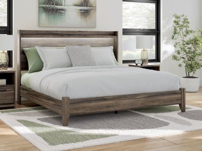 Elbrim King Panel Bed - Dark Brown Panel Bed modern furniture Contempo Furniture