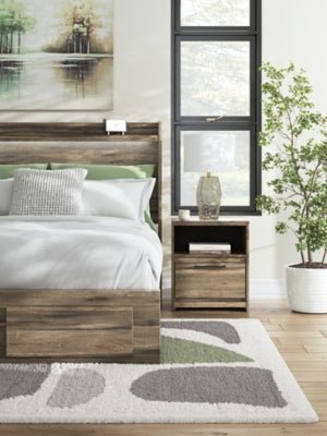 Elbrim Nightstand - Dark Brown Nightstand w/ Charging Station modern furniture Contempo Furniture
