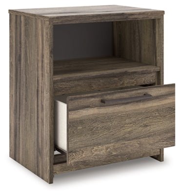 Elbrim Nightstand - Dark Brown Nightstand w/ Charging Station modern furniture Contempo Furniture