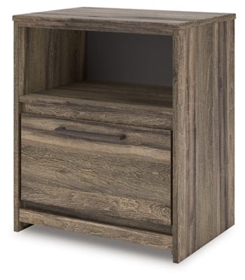Elbrim Nightstand - Dark Brown Nightstand w/ Charging Station modern furniture Contempo Furniture